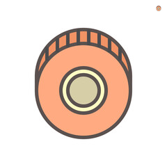 Centrifugal pump impeller vector icon. Industry equipment consist of rotor and vane. For displacement liquid, oil or water i.e. automotive engine, water distribution or supply system. 64x64 pixel.