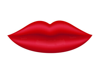 Realistic lips isolated on white background, beautiful lips, red lipstick, cosmetics.