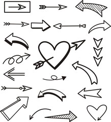 Set of arrows vector illustration.Arrow doodles vector