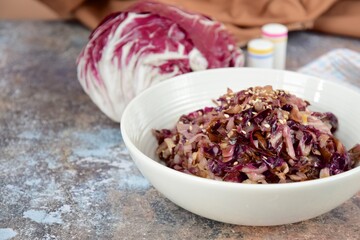 Sautéed Radicchio with Sesame Seeds in a Bowl