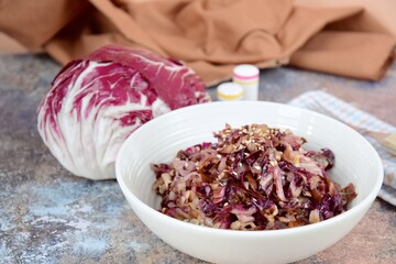 Sautéed Radicchio with Sesame Seeds in a Bowl