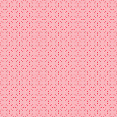 Subtle vector minimal seamless pattern. Minimalist geometric ornament, abstract background. Pink color. Simple texture with small shapes, tiny flower silhouettes, dots. Delicate repeatable design