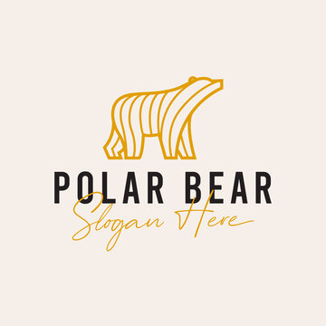 Polar Bear line style logo design template