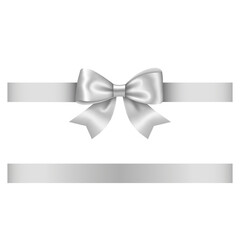 silver bow and ribbon