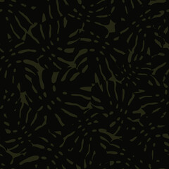 Tropical seamless pattern with abstract Leaf Monstera. Vector floral background in trendy minimalistic style. Modern design on dark khaki green for vacation and travel. Design for paper, cover,