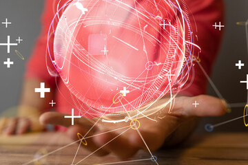  hand touching map point, network connection, international meaning, copy spac