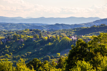 Picturesque green hills view from Plesivica mountain