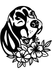 Dog with flower, Dog, Puppy sılhouette, Bulldog, Dog lover, Animal, Pet