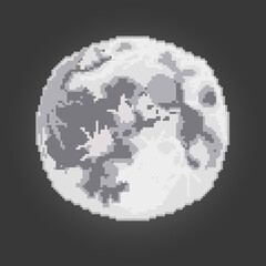 Pixel art full moon icon.