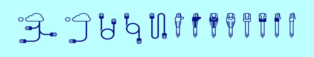 set of rj45 cable cartoon icon design template with various models. vector illustration isolated on blue background