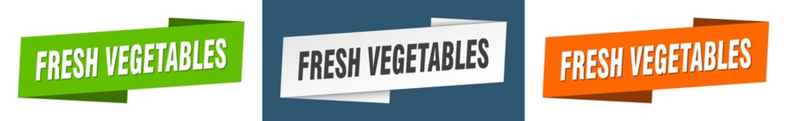 fresh vegetables banner. fresh vegetables ribbon label sign set