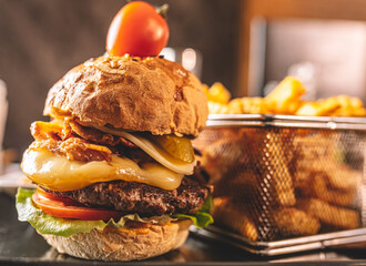 Burger and chips