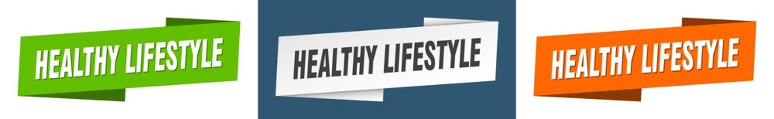 healthy lifestyle banner. healthy lifestyle ribbon label sign set