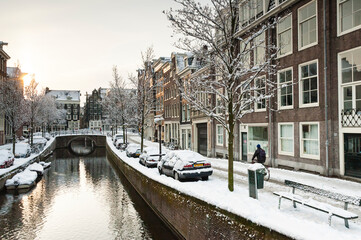 Fototapeta premium Amsterdam in de winter, Amsterdam in winter