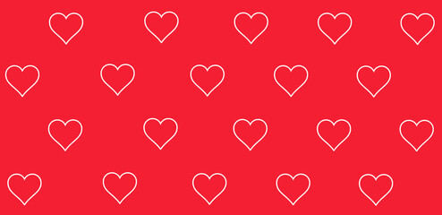 Plakat Hearts in red background