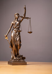 Legal and law concept statue of Lady Justice with scales of justice