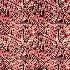 Seamless abstract urban pattern with curved geometry elements and grunge spots