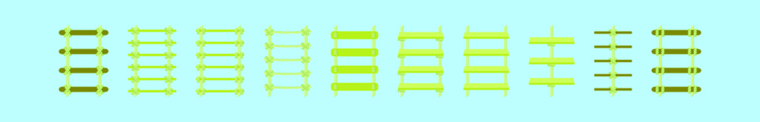 set of rope ladder cartoon icon design template with various models. vector illustration isolated on blue background