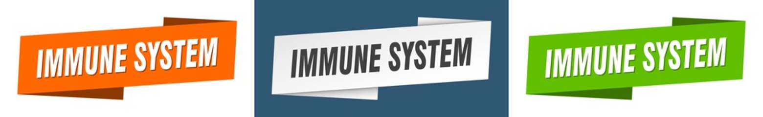 immune system banner. immune system ribbon label sign set