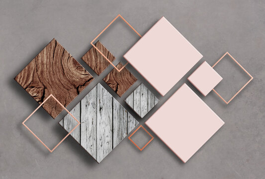 3D abstract background with geometric figure. Abstract background for wallpaper. pink and tree texture rhombus