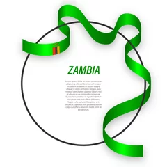 Foto op Aluminium Waving ribbon flag of Zambia on circle frame. Template for independence day poster © magr80