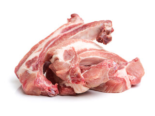 Raw spare ribs on white background 