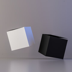 Black and White Box mock-up template,gift Box Mockup, Blank box packaging mockup,3d rendering.