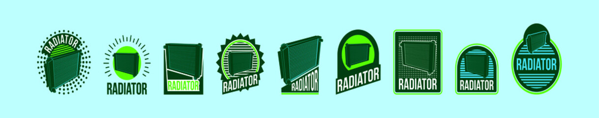set of radiator labels cartoon icon design template with various models. vector illustration isolated on blue background