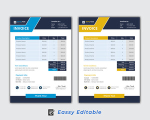 Obraz premium Minimal Invoice design template. payment agreement and invoice bill template. Business sales pricing invoices, accounting or bill receipt