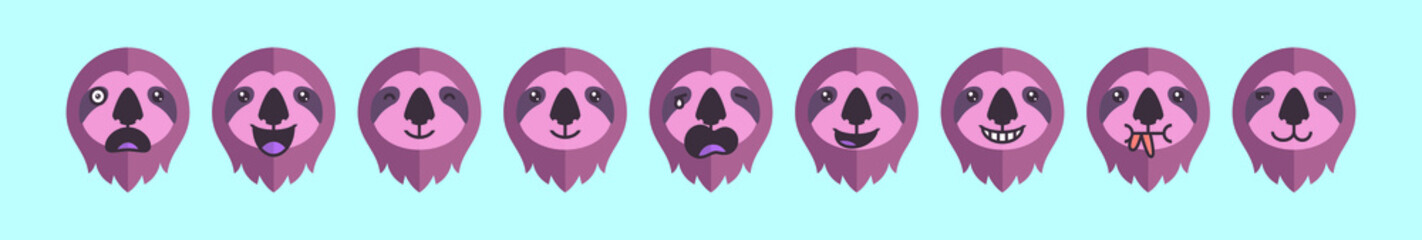 Fototapeta premium set of sloth animals emoticon cartoon icon design template with various models. vector illustration isolated on blue background