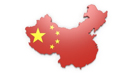 Carte de la chine avec drapeau - effet 3D