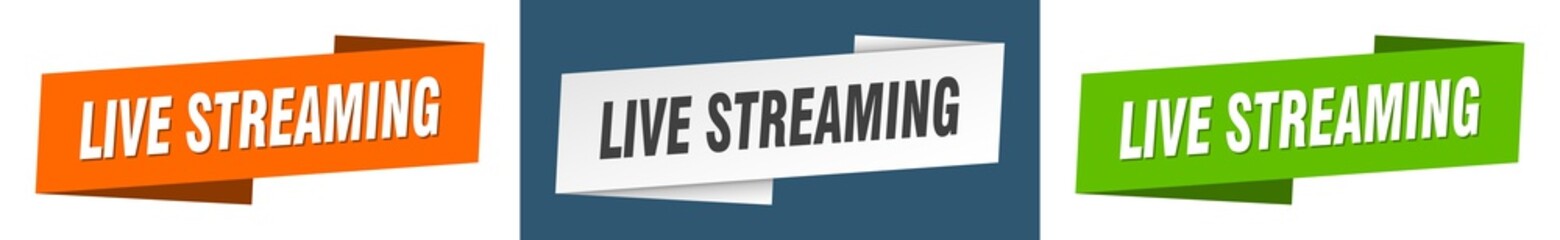 live streaming banner. live streaming ribbon label sign set