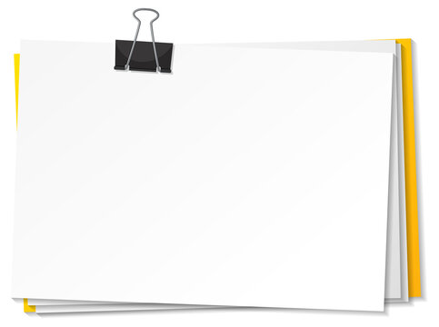 Blank papers and binder clip template