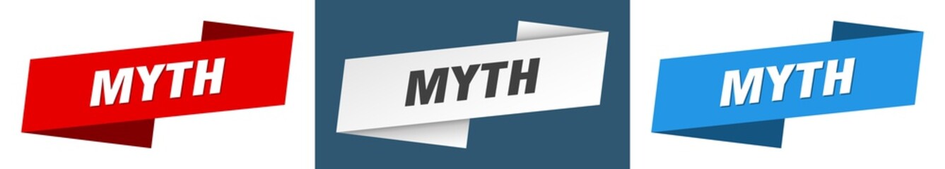 myth banner. myth ribbon label sign set - obrazy, fototapety, plakaty