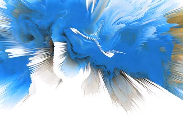 Fotobehang 3D digital Illustration. Color blue blot splash. Abstract horizontal background. © Liliia