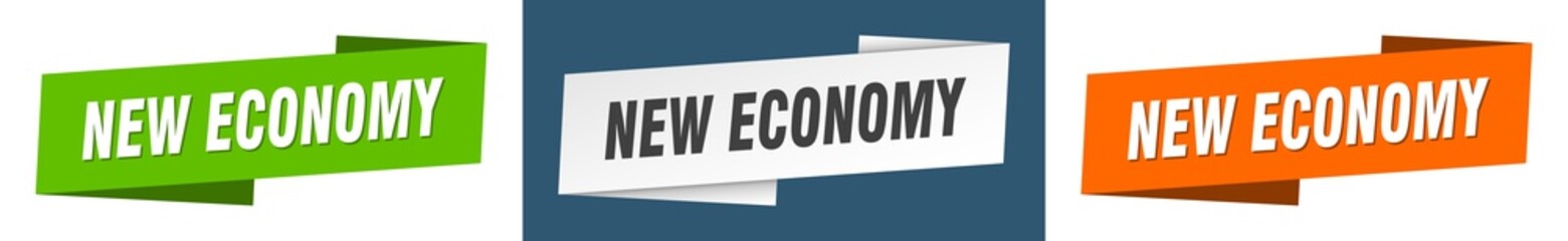 new economy banner. new economy ribbon label sign set