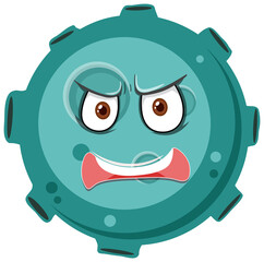 Asteroid cartoon character with angry face expression on white background