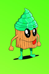 Sweet cupcake children book on a purple background vector cartoon illustration