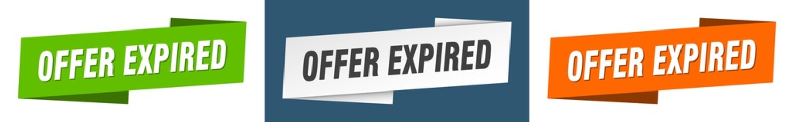 offer expired banner. offer expired ribbon label sign set