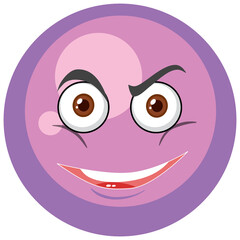Sphere cartoon character with face expression on white background