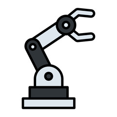 Robotic Arm Concept, Industry 4 Sign Vector color line Icon Design, Internet of things symbol on white background, IoT and automation stock illustration