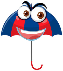 Umbrella with face expression on white background