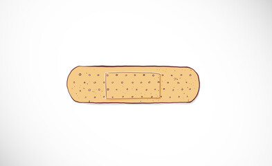 Doodle stripe of adhesive plaster on white background.