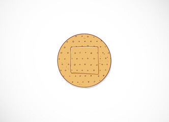 Doodle circle of adhesive plaster on white background.