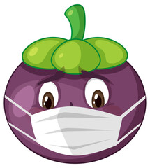 Mangosteen cartoon character with facial expression