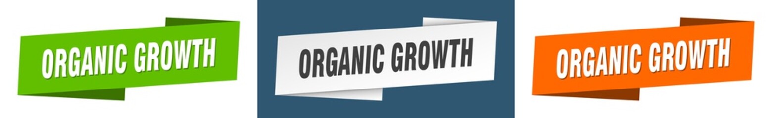 organic growth banner. organic growth ribbon label sign set