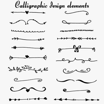 Vector hand drawn calligraphic design elements and page decoration