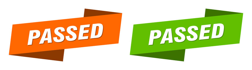 passed banner. passed ribbon label sign set