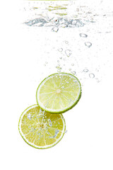 lemon and lime slice in water