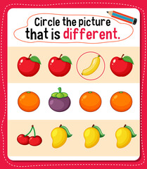 Circle the picture that is different activity for kids